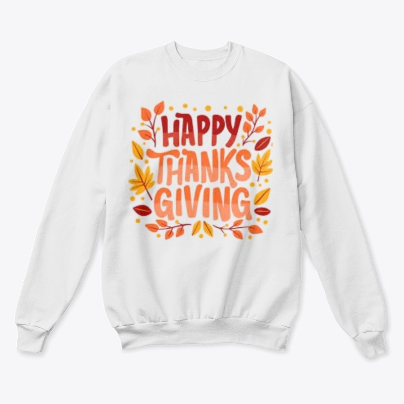 Happy Thanksgiving Leaves Crew Neck