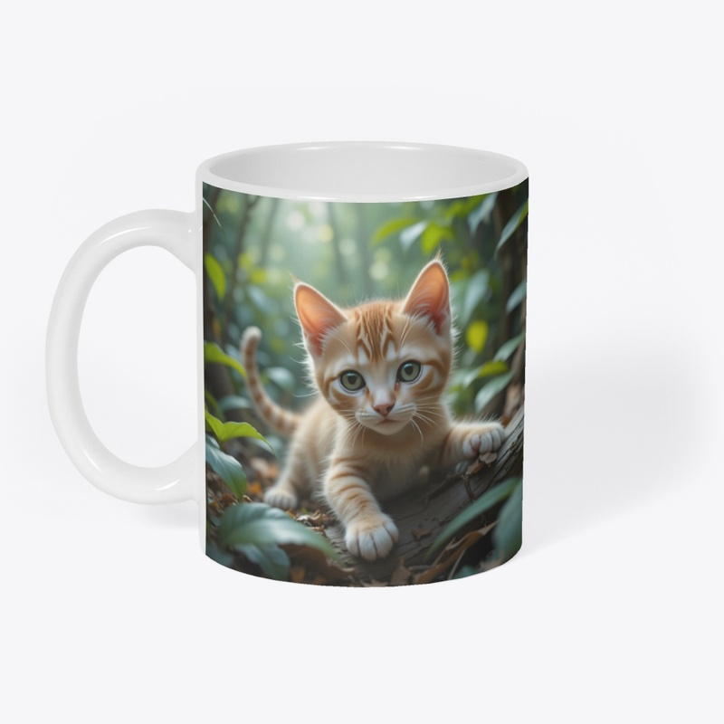 Baby cat stretching in the jungle