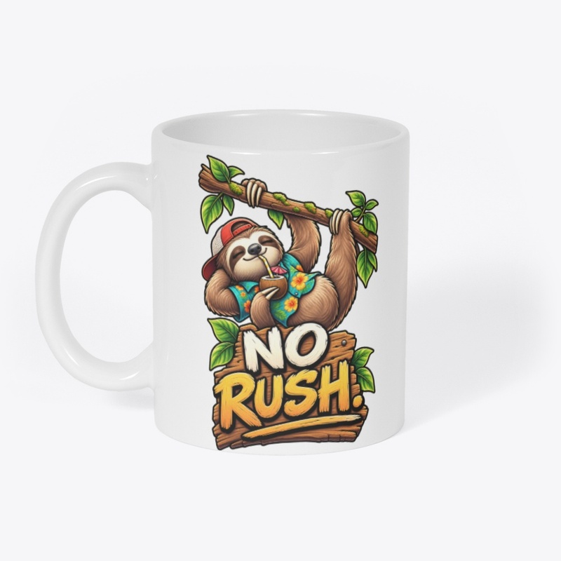 No Rush Funny Sloth T-Shirt Design 