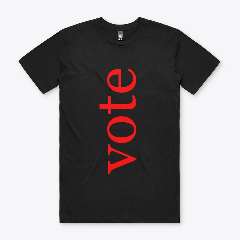 Vote Written in Red Vertical