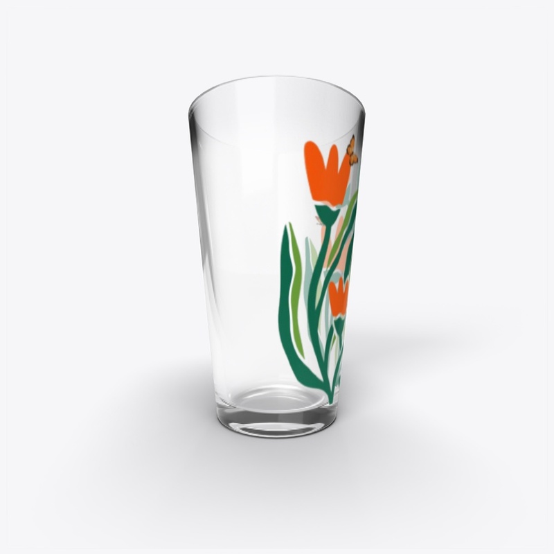 Unique Vibrant Floral Print glass