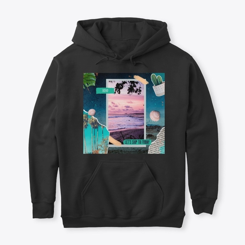 Pink sunset beach design t-shirt and mug