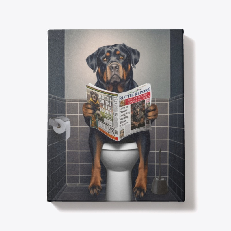 Rottweiler in Bathroom