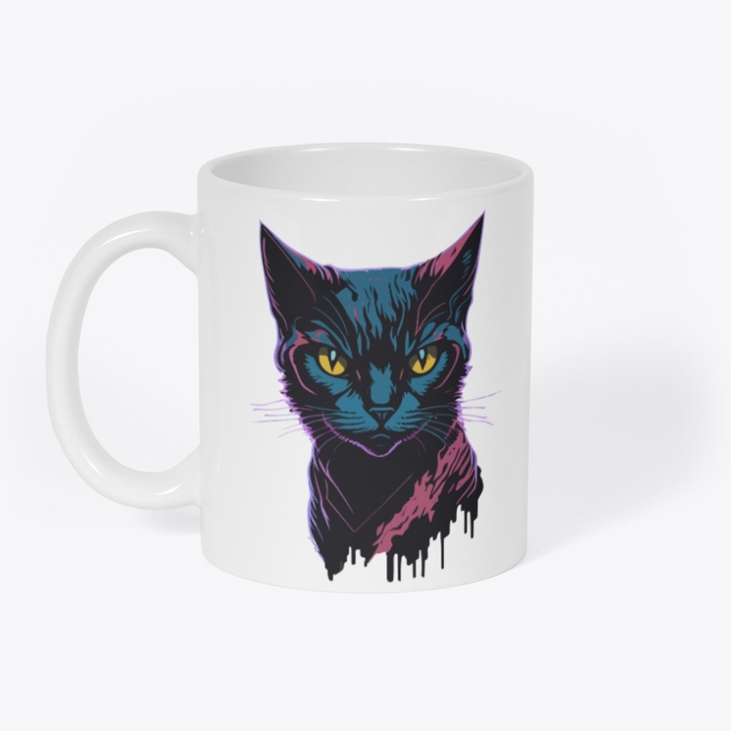 Black Cat Neon Style