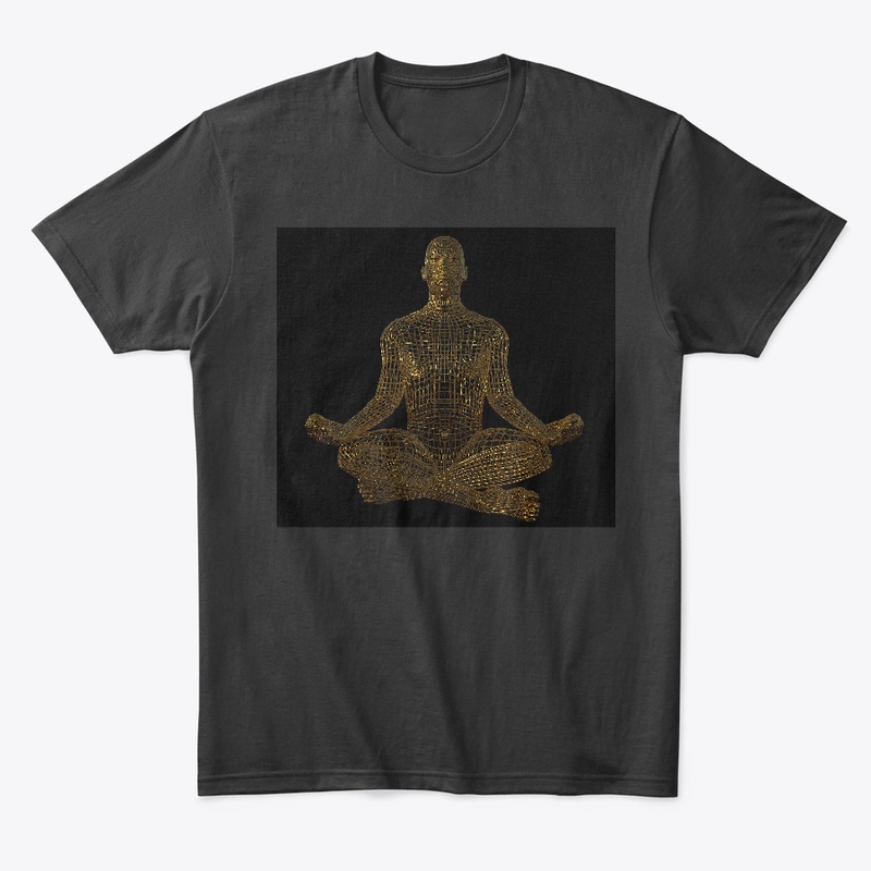 Body in meditation, made of golden mesh