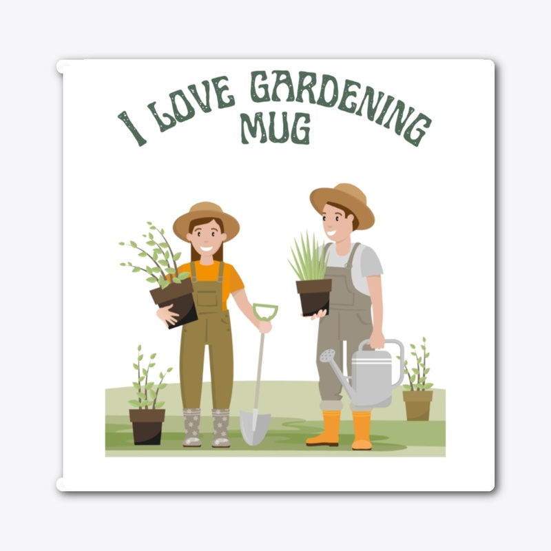 I love gardening mug/ cut out sticker