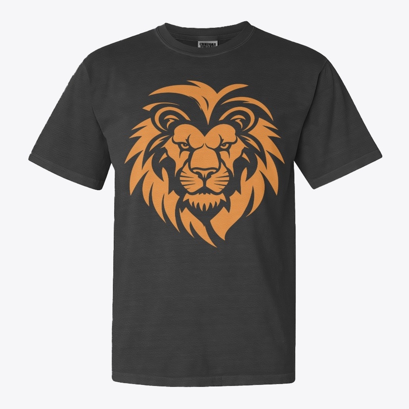 Simple orange lion head silhouette logo