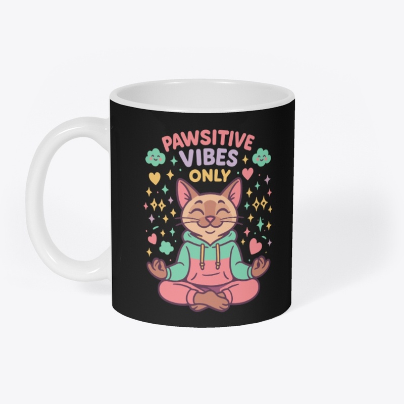 Pawsitive Vibes Only Meditating Cat Tee