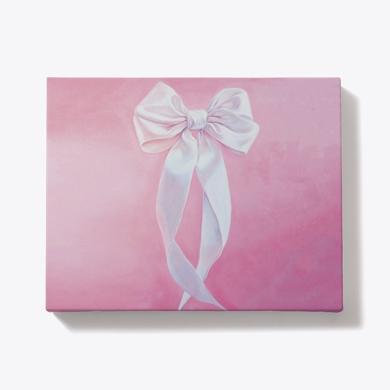 White Bow with Pink 