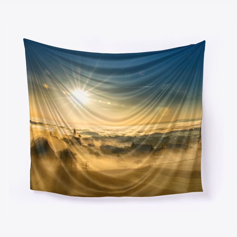 Fog mood sunrise tapestry