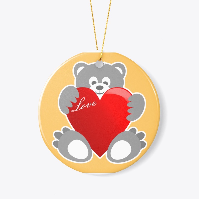 cute bear having big red heart