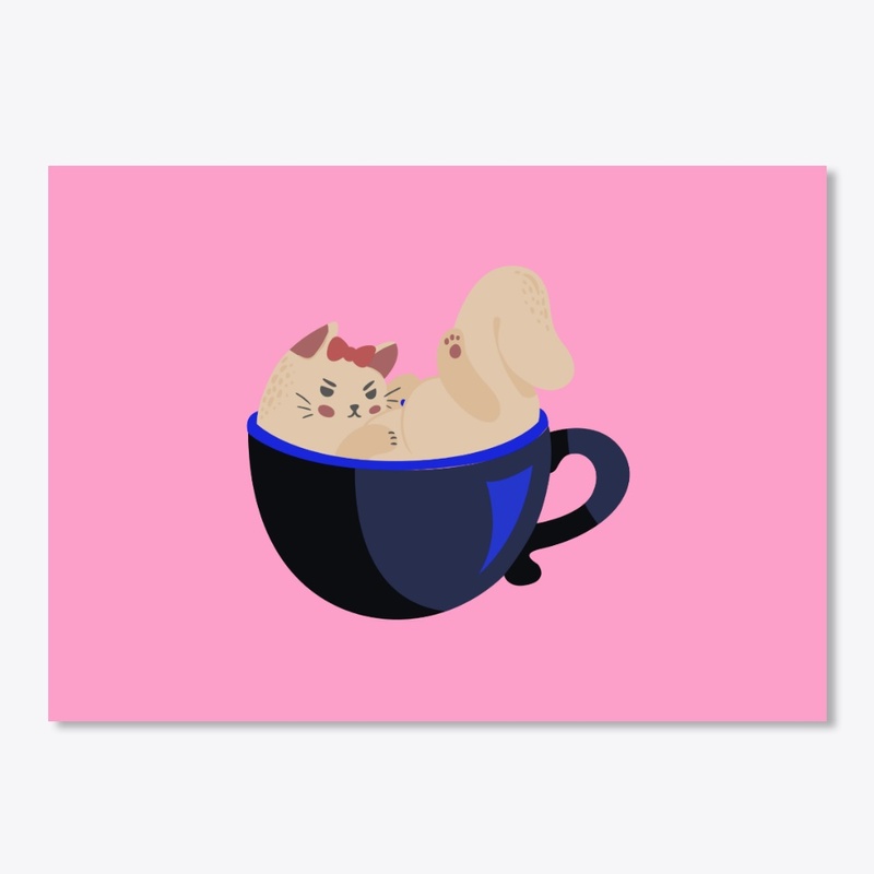 Cat enjoying coffee