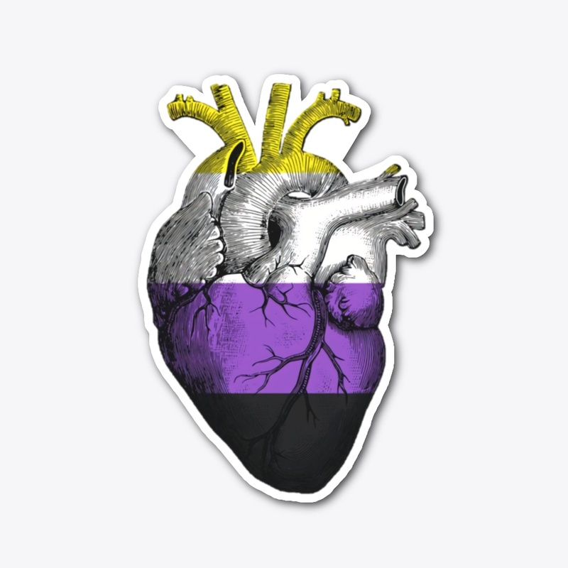 Non-Binary Pride Anatomical Heart