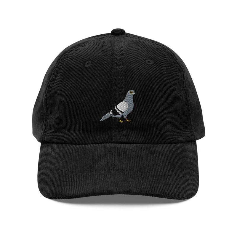 Pigeon Embroidered Corduroy Hat