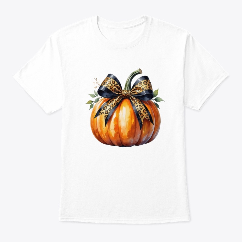 Pumpkin with Cheetah Print Bow T-Shirt