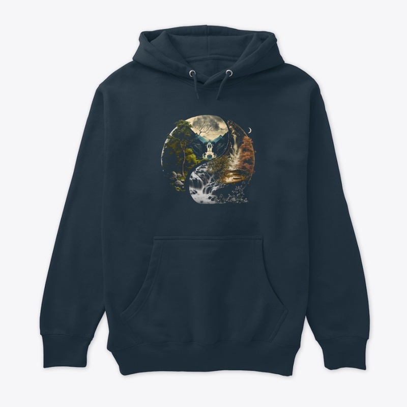  landscape forest waterfall yin yang