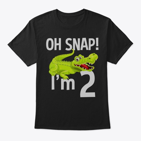 Kids 2 Year Old Alligator Birthday Shirt Black T-Shirt Front
