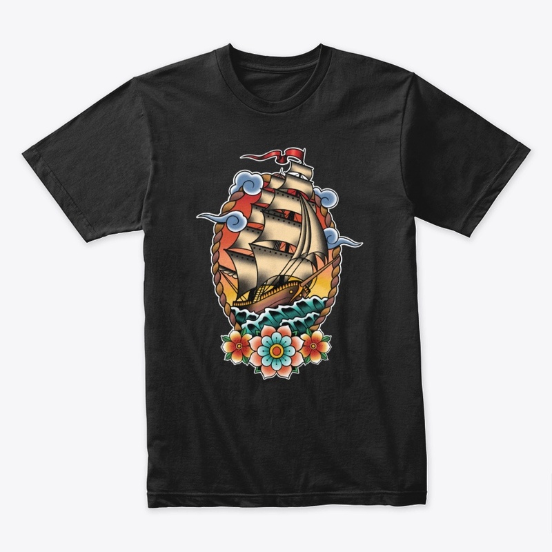 Sailing ship Tattoo illustration