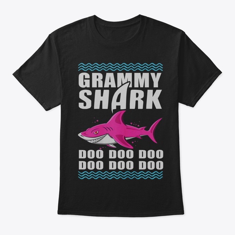 Womens Grammy Shark Doo Doo Tshirt Funny Black T-Shirt Front