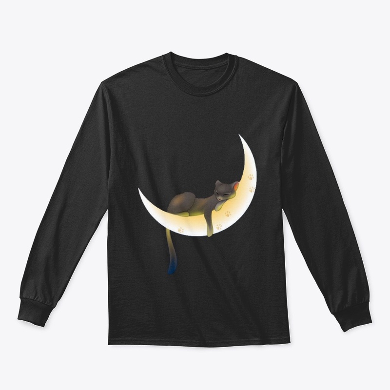 Black Cat Sleeping on a Crescent moon