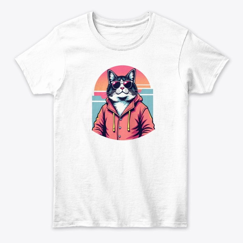 Cool Cat in Sunglasses and Hoodie-Retro