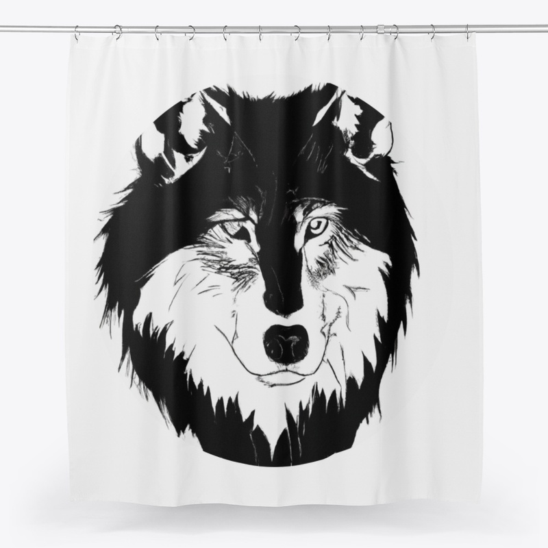 Wolf head black and white