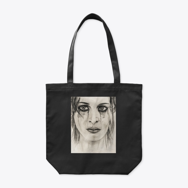 Crying girl in pencil