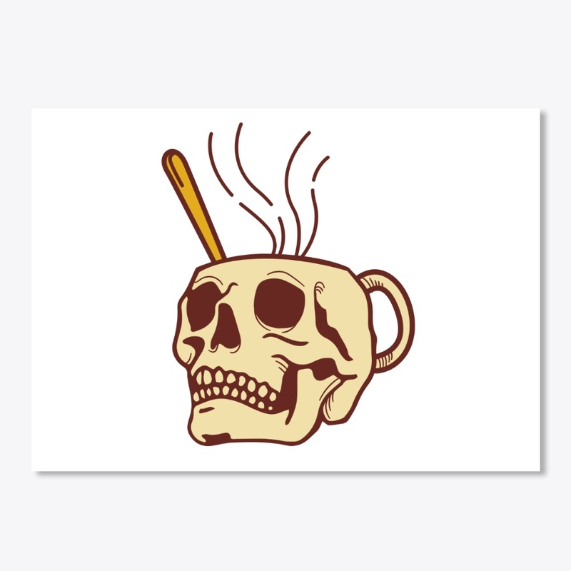 Cup skull hot sticker
