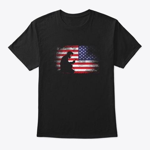 American Flag Welder Usa Patriotic Funny Black T-Shirt Front