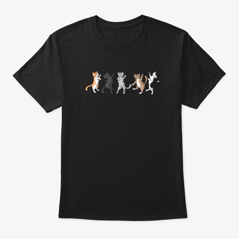 Dancing Cats Black T-Shirt Front