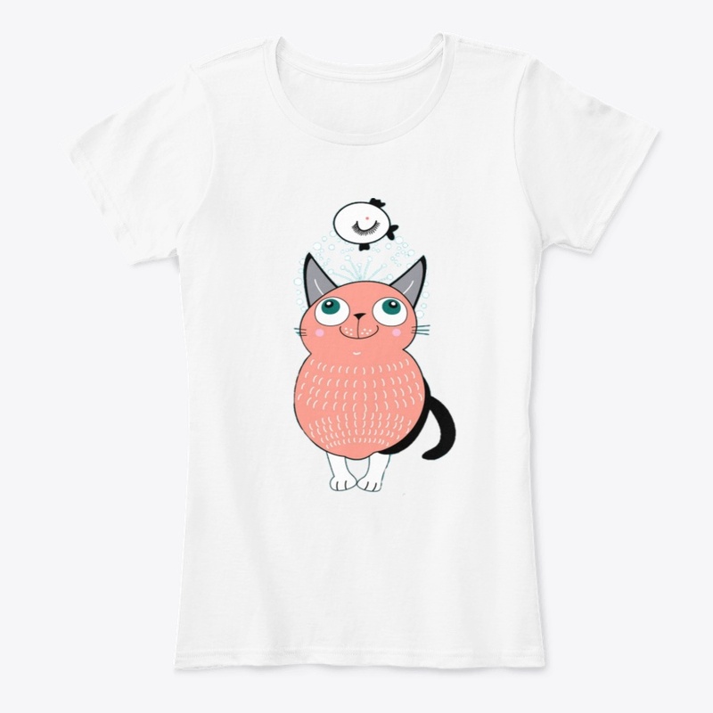 Cute cat with fish.