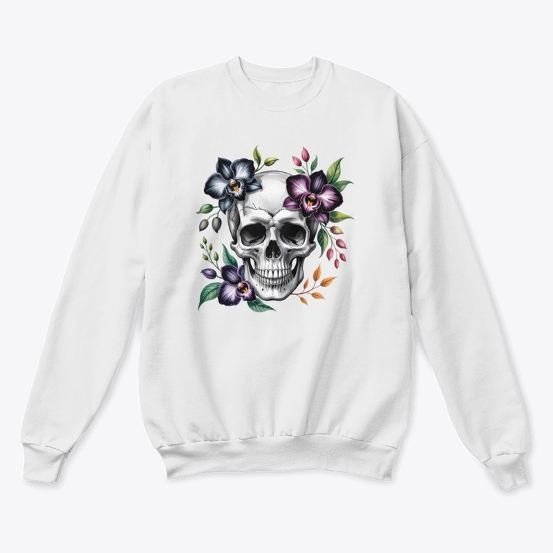 Skull and orchids