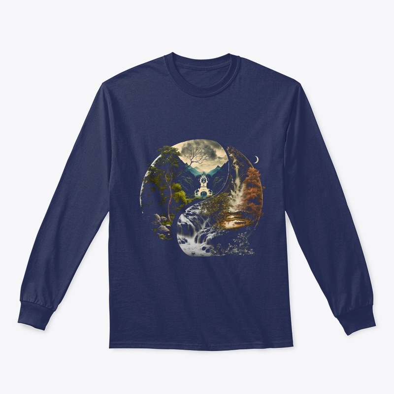  landscape forest waterfall yin yang