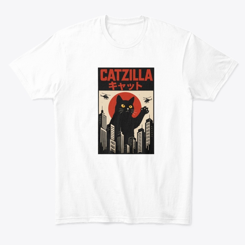 Catzilla Funny Giant Black Cat Japanese