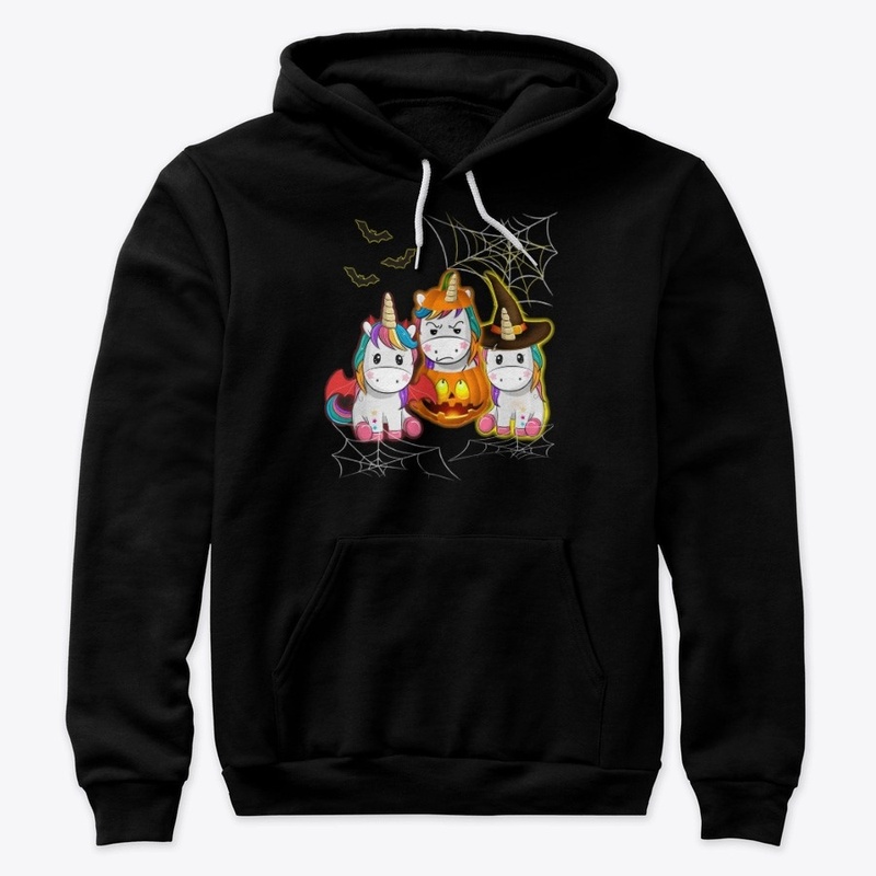 Halloween Unicorn Witches With Pumpkins 