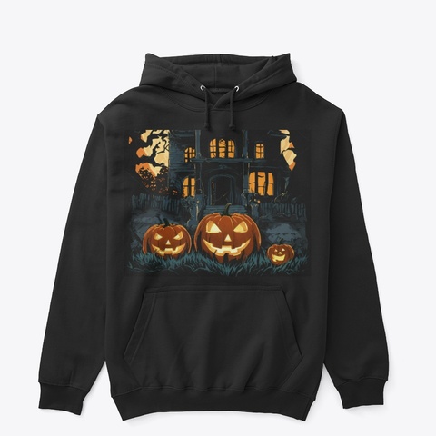 Spooky Stencil Ghost Black T-Shirt Front