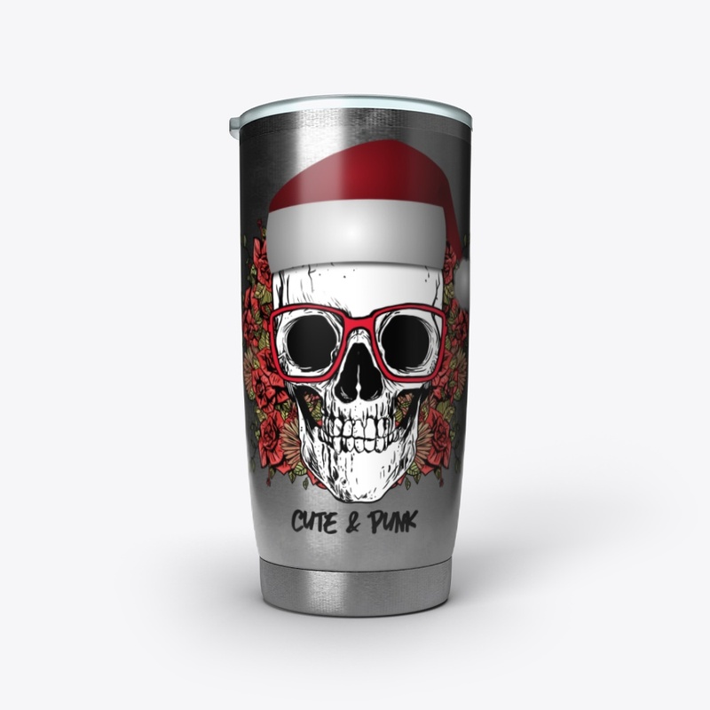 Cute punk christmas skull