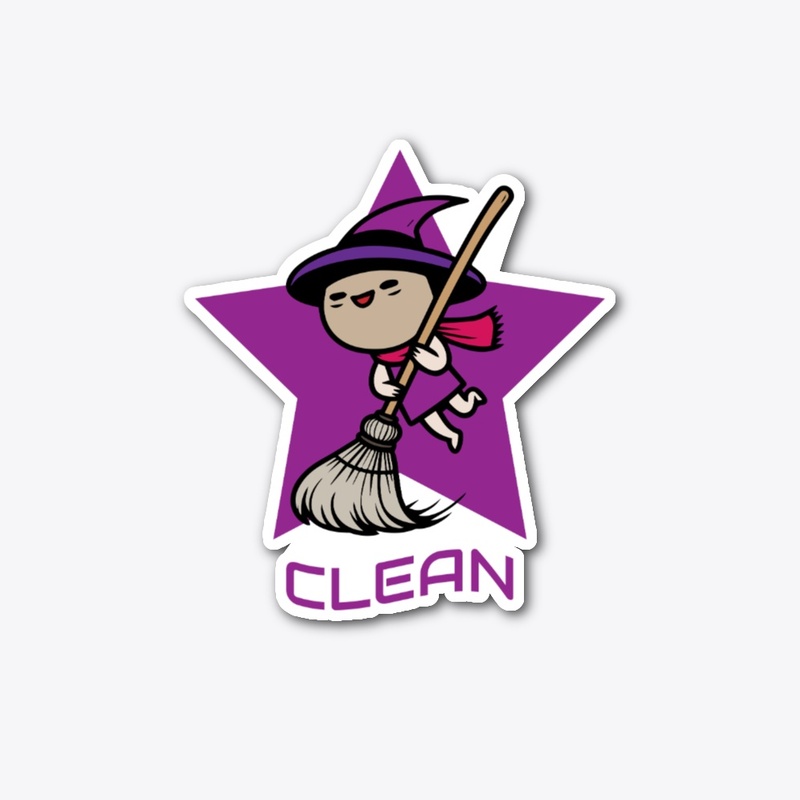 cute witch riding broomstick