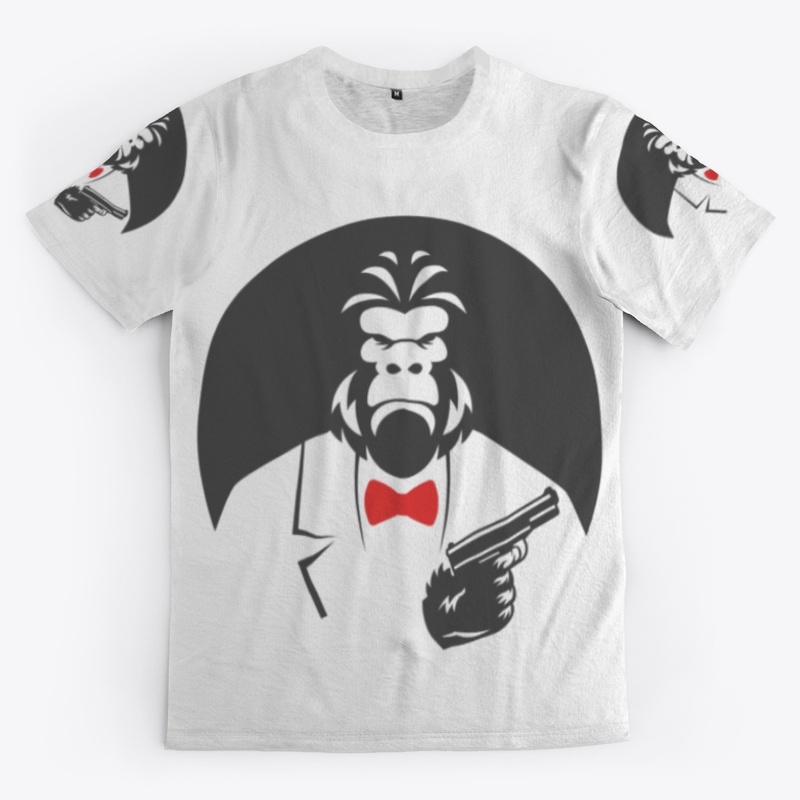 Gangster Monkey in Suit  Holding Gun