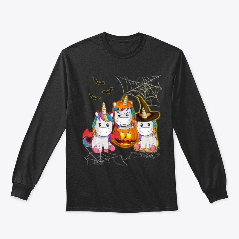 Halloween Unicorn Witches With Pumpkins 