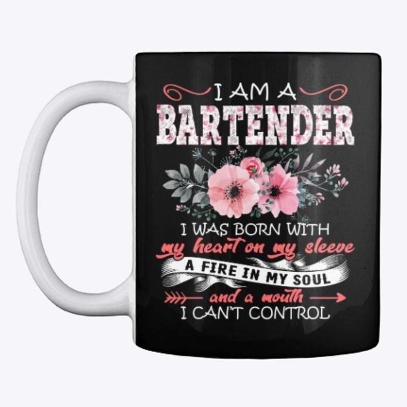 Bartender I Was Born With Floral Flowers