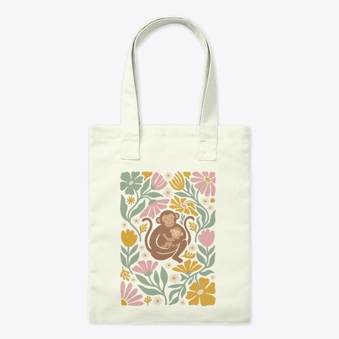 Viral Zoo Monkey Tote Bag Natural Camiseta Front