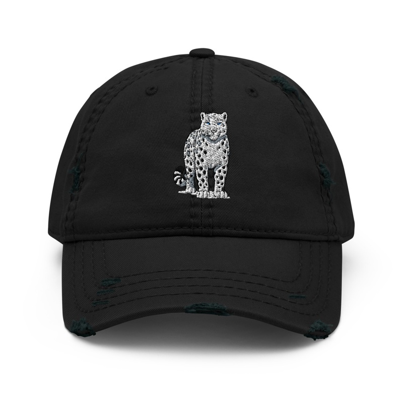 Snow Leopard Distressed Hat