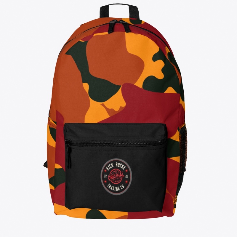 Orange camouflage backpack