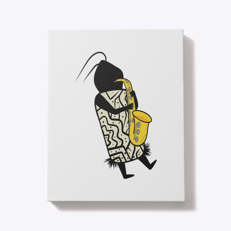 Musician Cave Person Plays Saxophone