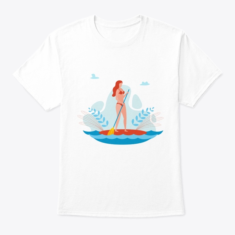 SUP paddle board woman illustration