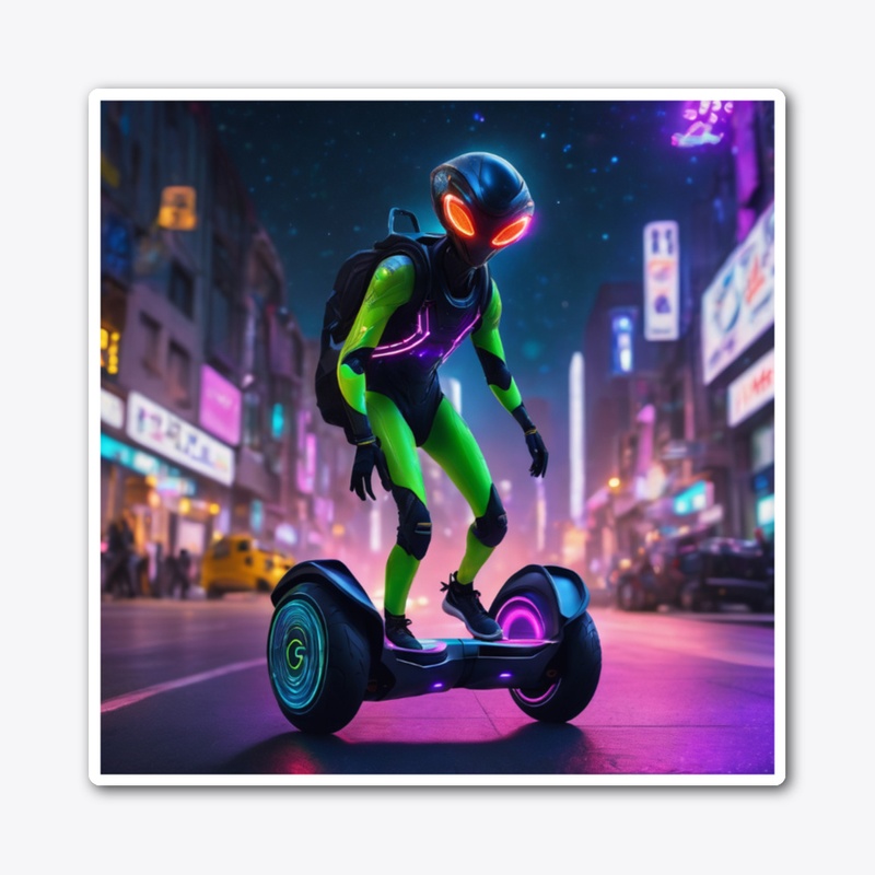 A space alien on two wheels