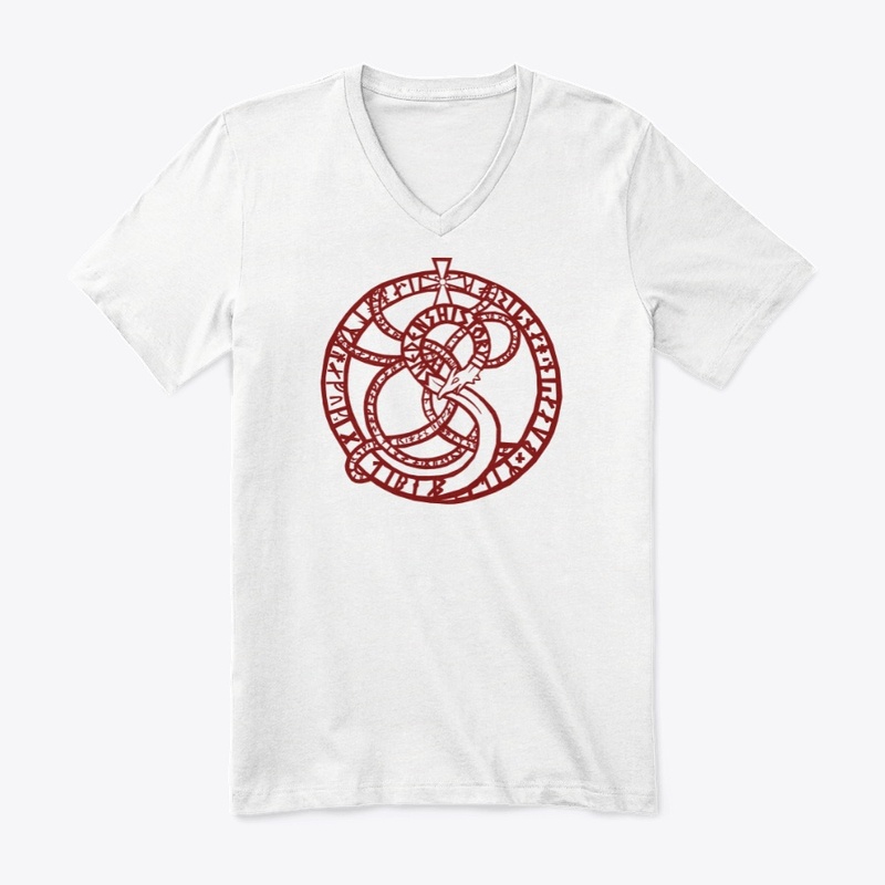 Dragon and runes - V neck - red version