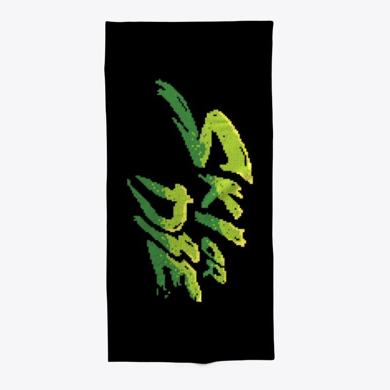 Acid Green Ski or Die Pixel art Logo