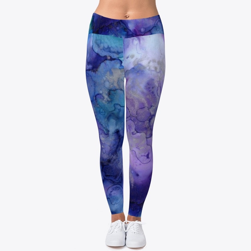 Blue Purple Watercolor Leggings